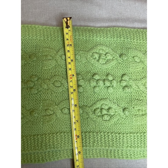 Geneva Cashmere Hat And Scarf Green Knit Soft Coquette Cozy - Picture 6 of 8